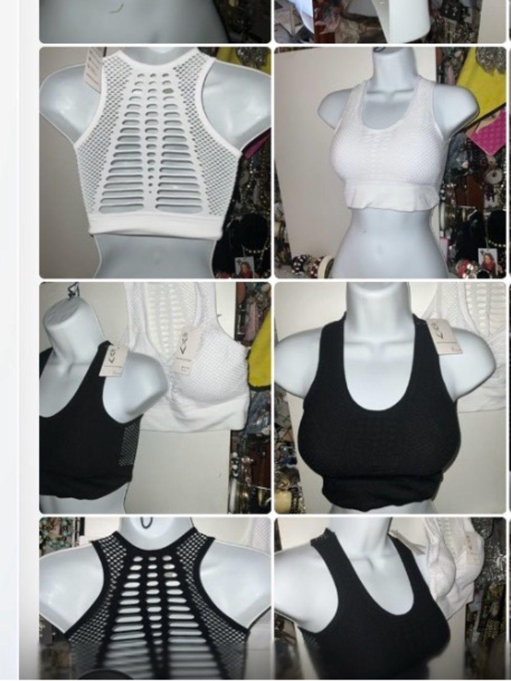 Crochet YOUNG ADULT Seamless SPORTS BRA Racerback Crop Tank Top - White or Black